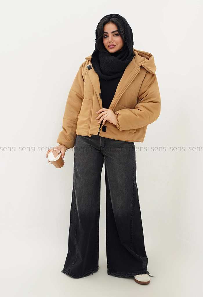 کاپشن کوتاه کتان کج راه کد1004770